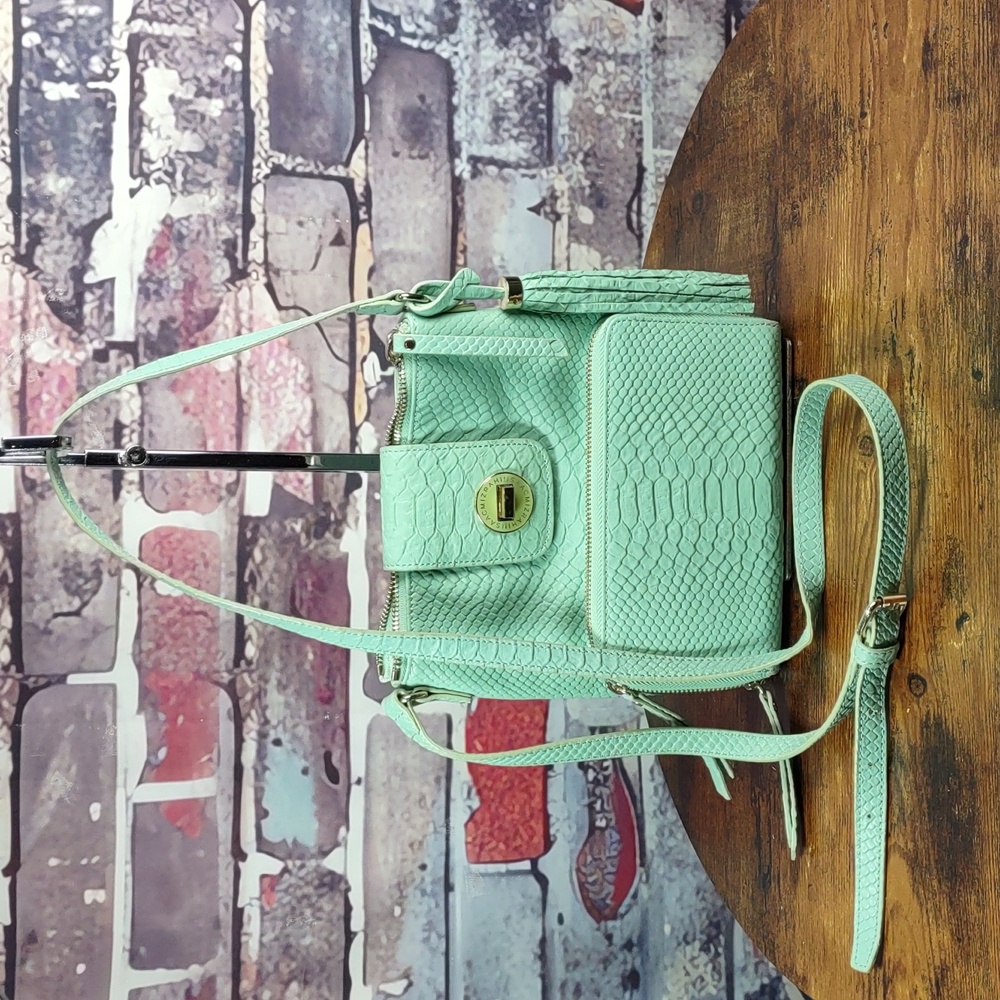 Isaac Mizrahi Croc Embossed Leather Crossbody Bag